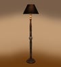Black Cotton Conical Wooden Floor Lamp