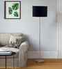 Black Cotton Drum Shade Steel Floor Lamp Steel Base
