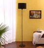 Black Cotton Fabric Shade Club Floor Lamp With Iron Base