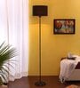 Black Cotton Fabric Shade Club Floor Lamp With Iron Base