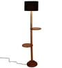 Black Cotton Drum Wooden Floor Lamp