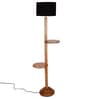 Black Cotton Drum Wooden Floor Lamp