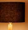 Black Cotton Drum Wooden Floor Lamp