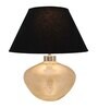 Kevin Black Cotton Shade Night Lamp With Metal & Glass Base