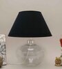 Kevin Black Cotton Shade Night Lamp With Metal & Glass Base