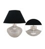 Kevin Black Cotton Shade Night Lamp With Metal & Glass Base