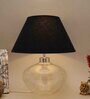 Kevin Black Cotton Shade Night Lamp With Metal & Glass Base