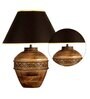 Hobart Black Cotton Shade Table Lamp With Wood Base