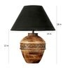 Black Cotton Fabric Shade Cromwell Large Natural Carved Wood Table Lamp With Brown Base