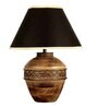 Hobart Black Cotton Shade Table Lamp With Wood Base