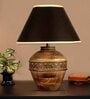 Hobart Black Cotton Shade Table Lamp With Wood Base