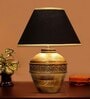 Hobart Black Cotton Shade Table Lamp With Wood Base