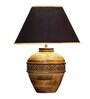 Hobart Black Cotton Shade Table Lamp With Wood Base