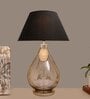 Albany Black Cotton Shade Night Lamp With Metal & Glass Base