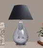Albany Black Cotton Shade Night Lamp With Metal & Glass Base