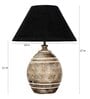 Black Cotton Fabric Shade Lavery mini natural carved wood table lamp with White Base