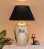 Zeynep Black Cotton Shade Night Lamp With Mild Steal Base