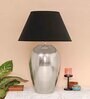 Zeynep Black Cotton Shade Night Lamp With Mild Steal Base