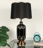 Black Cotton Fabric Shade Table Lamp With Ceramic Base