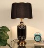 Black Cotton Fabric Shade Table Lamp With Ceramic Base