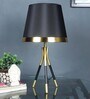 Black Cotton Fabric Shade Table Lamp With Metal Base