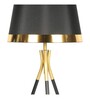 Black Cotton Fabric Shade Table Lamp With Metal Base