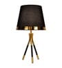Black Cotton Fabric Shade Table Lamp With Metal Base