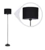 Black Fabric Shade Floor Lamp with Black Base