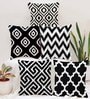 Black Cotton Geometric 16x16 inches Cushion Covers (Pack of 5)