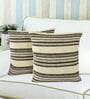 Black Striped Cotton 16 x 16 Inches Cushion Covers (Set of 2)