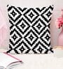 Black Cotton Geometric 24x24 inches Cushion Covers (Pack of 2)