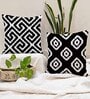 Black Cotton Geometric 24x24 inches Cushion Covers (Pack of 2)