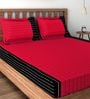 Red Cotton 180TC Fitted Queen Bedsheet with 2 Pillow Covers
