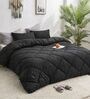 Black Cotton 210TC Solid Plain All Weather Double 150GSM Bedding Set 1 Comforter 1 Bedsheet 2 Pillow Covers