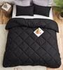 Black Cotton 210TC Solid Plain All Weather Double 150GSM Bedding Set 1 Comforter 1 Bedsheet 2 Pillow Covers
