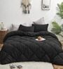 Black Cotton 210TC Solid Plain Heavy Winter Double 400GSM Bedding Set 1 Comforter 1 Bedsheet 2 Pillow Covers