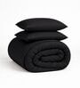 Black Cotton 210TC Solid Plain Heavy Winter Double 400GSM Bedding Set 1 Comforter 1 Bedsheet 2 Pillow Covers