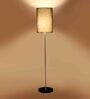 Flinchum Black Cotton Shade Club Floor Lamp With MDF Base