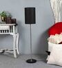 Flinchum Black Cotton Shade Club Floor Lamp With MDF Base