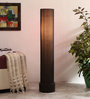 Rocky Black Cotton Shade Column Floor Lamp With Wood Base