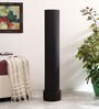 Rocky Black Cotton Shade Column Floor Lamp With Wood Base
