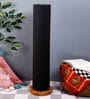Lehr Black Cotton Shade Column Floor Lamp With Wood Base