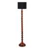 Black Cotton Shade Floor Lamp with Wood Base