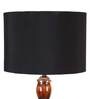 Black Cotton Shade Floor Lamp with Wood Base
