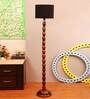 Black Cotton Shade Floor Lamp with Wood Base