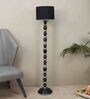 Black Cotton Shade Novelty Floor Lamp Mango Wood Base