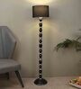Black Cotton Shade Novelty Floor Lamp Mango Wood Base