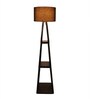 Genevieve Black Cotton Shade Shelf Floor Lamp With MDF Base