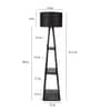 Genevieve Black Cotton Shade Shelf Floor Lamp With MDF Base