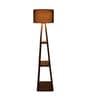 Uniqualy Black Cotton Shade Shelf Floor Lamp With MDF Base